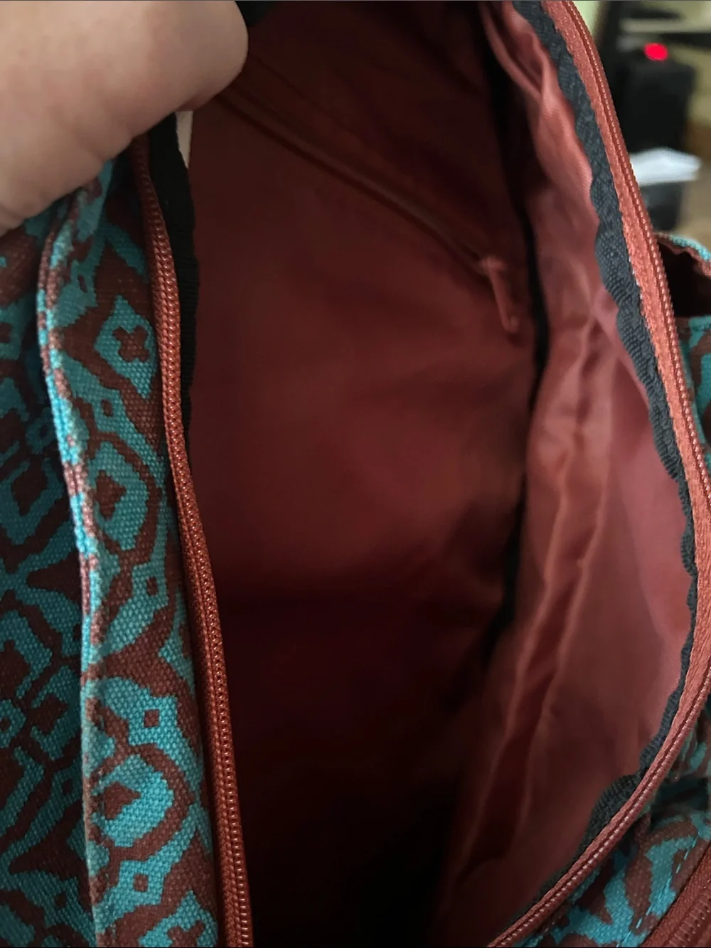 Kavu Teal & Brown Patterned Sling Bag